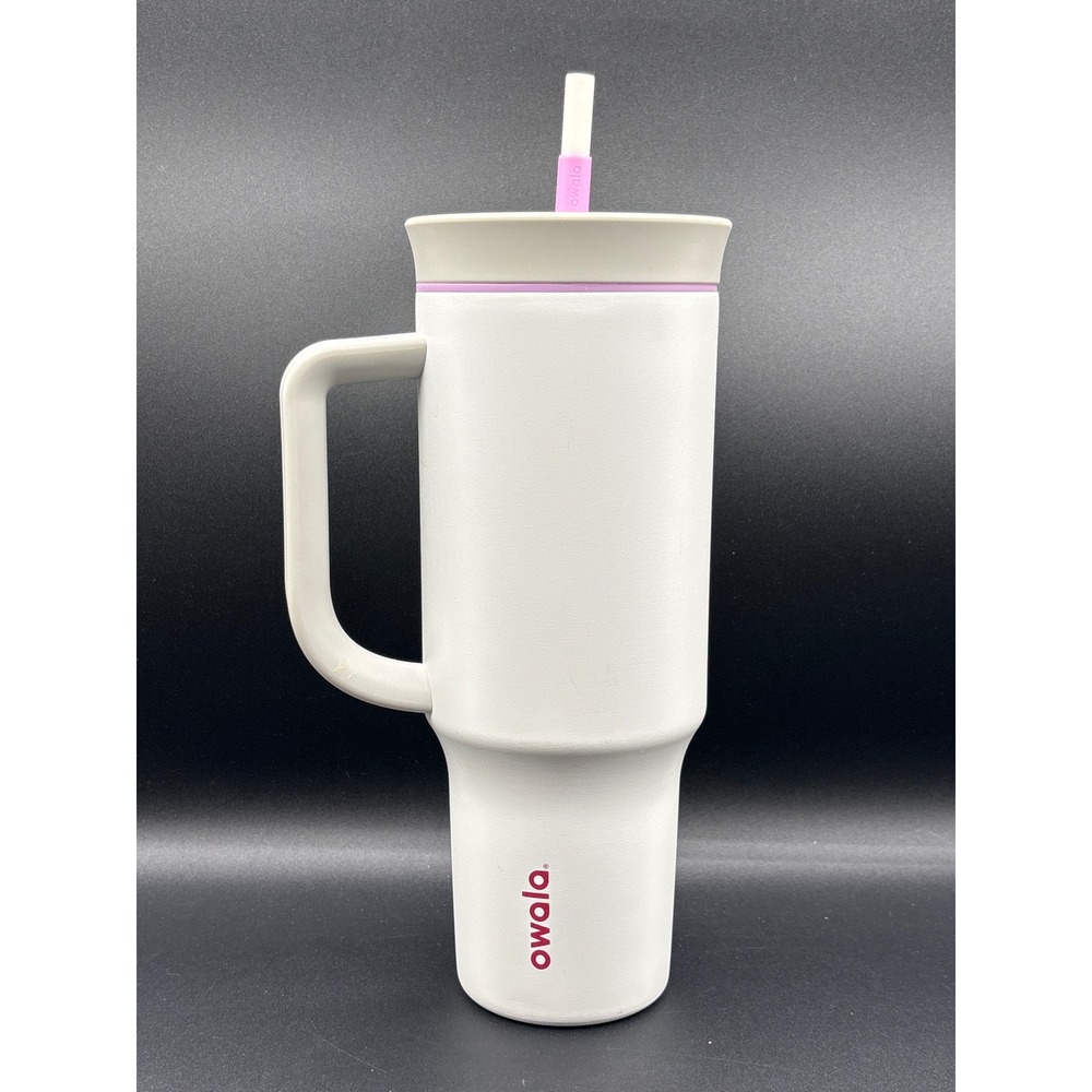 Owala 40oz Tumbler White Gray Purple Insulated Stainless Steel Travel Mug Handle